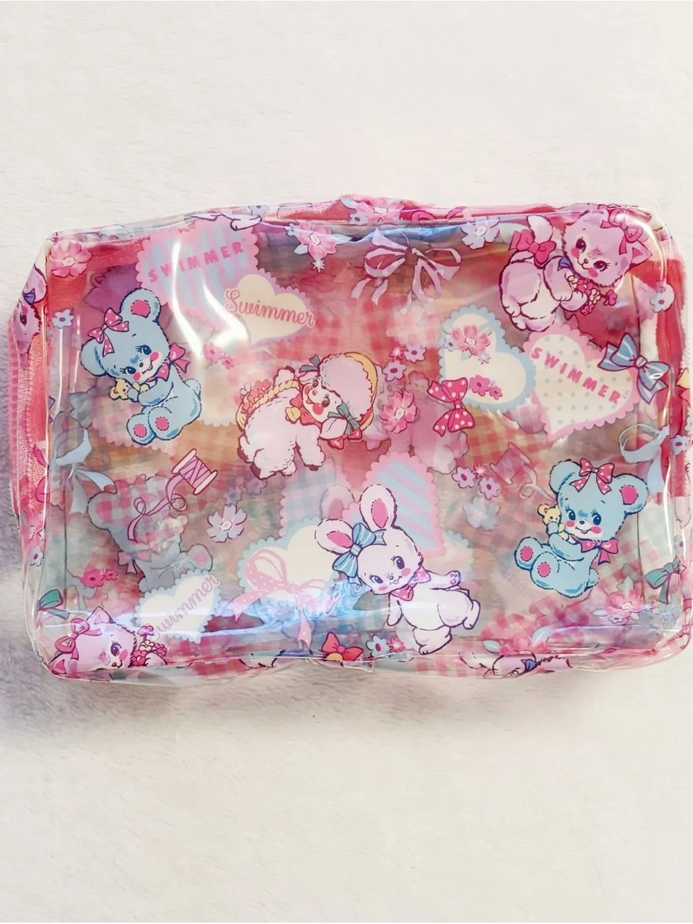 Japanese Kawaii PVC Clear Swimmer Waterproof Toiletry Cosmetics Small Pouch